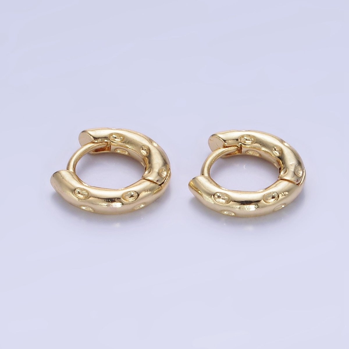 14K Gold Filled 12mm Dotted Cartilage Huggie Earrings in Gold & Silver | AB1353 AB1354