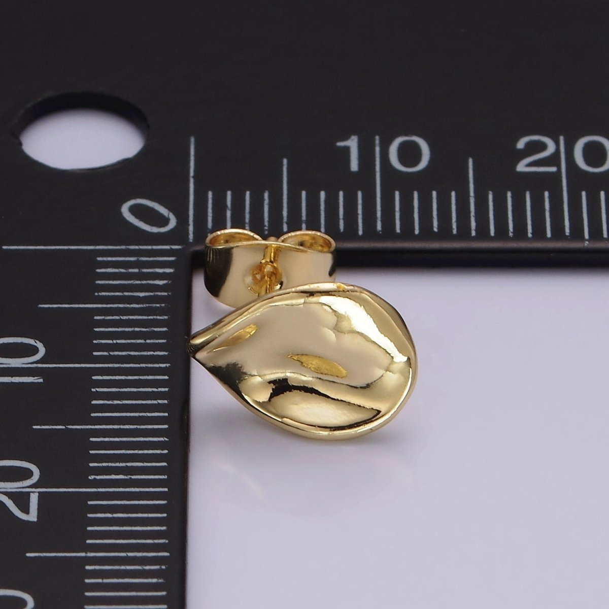 14K Gold Filled 12mm Hammered Teardrop Minimalist Stud Earrings in Gold & Silver | V475 V476