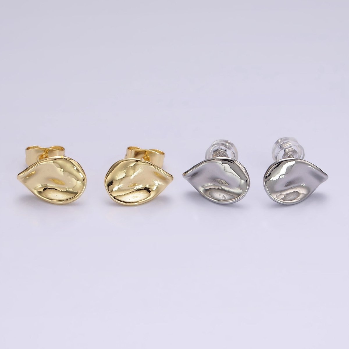 14K Gold Filled 12mm Hammered Teardrop Minimalist Stud Earrings in Gold & Silver | V475 V476