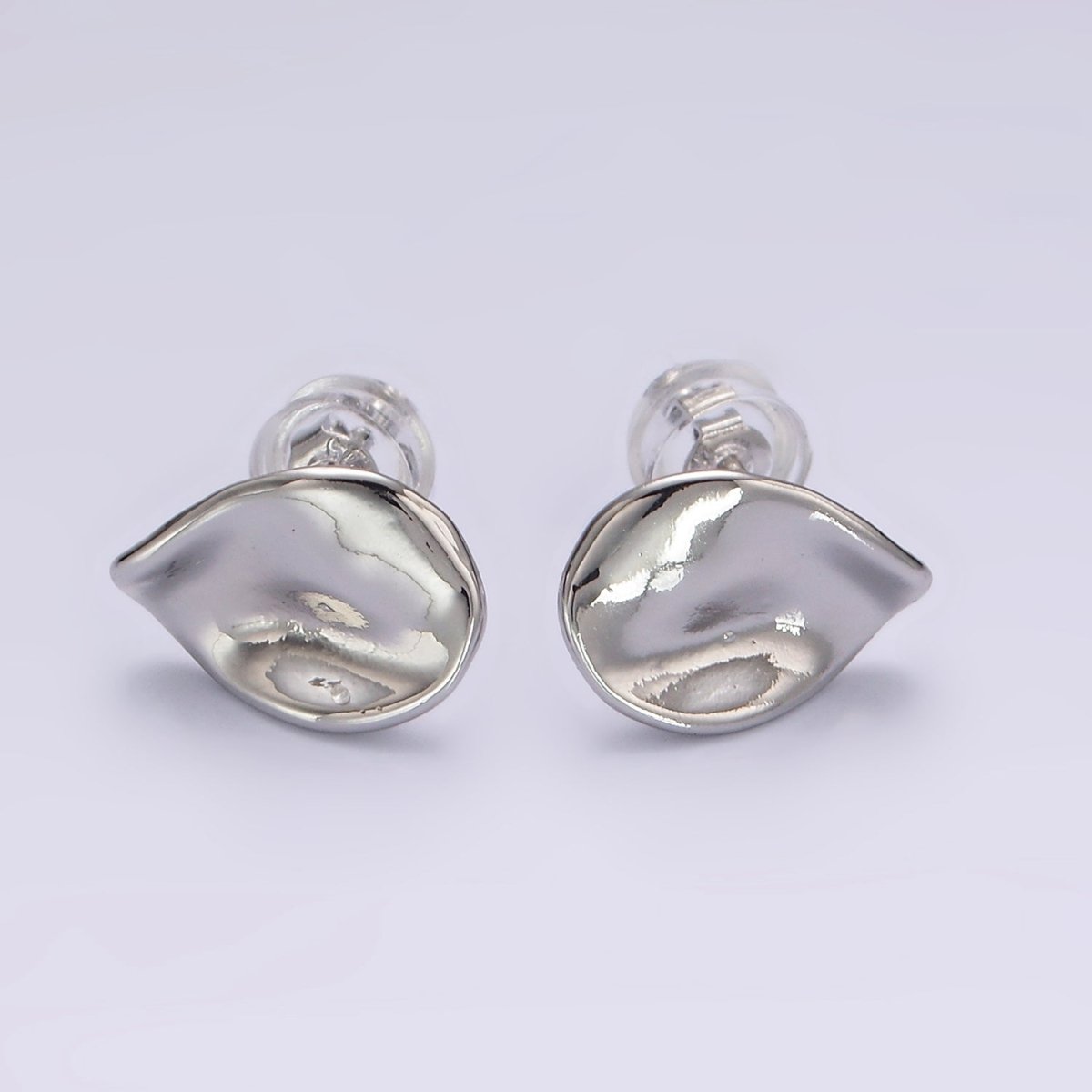 14K Gold Filled 12mm Hammered Teardrop Minimalist Stud Earrings in Gold & Silver | V475 V476