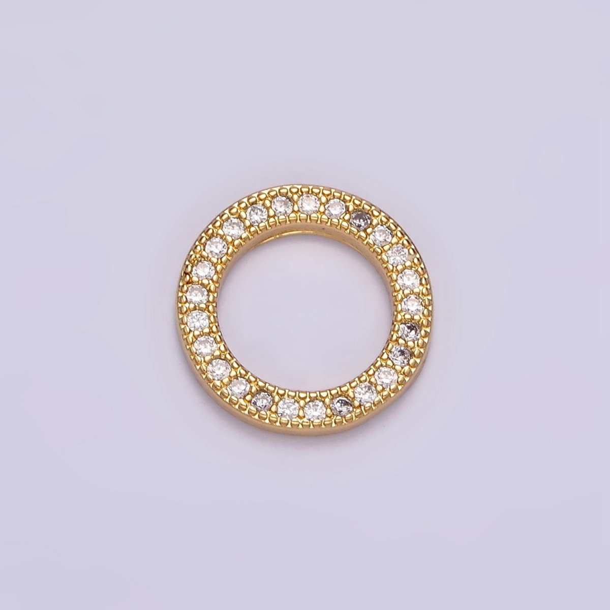 14K Gold Filled 12mm Open Round Clear Micro Paved CZ Charm Supply | Z-476 - DLUXCA