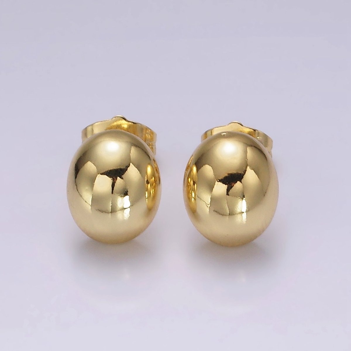 14K Gold Filled 12mm Oval Bean Dome Minimalist Stud Earrings | V294 - DLUXCA