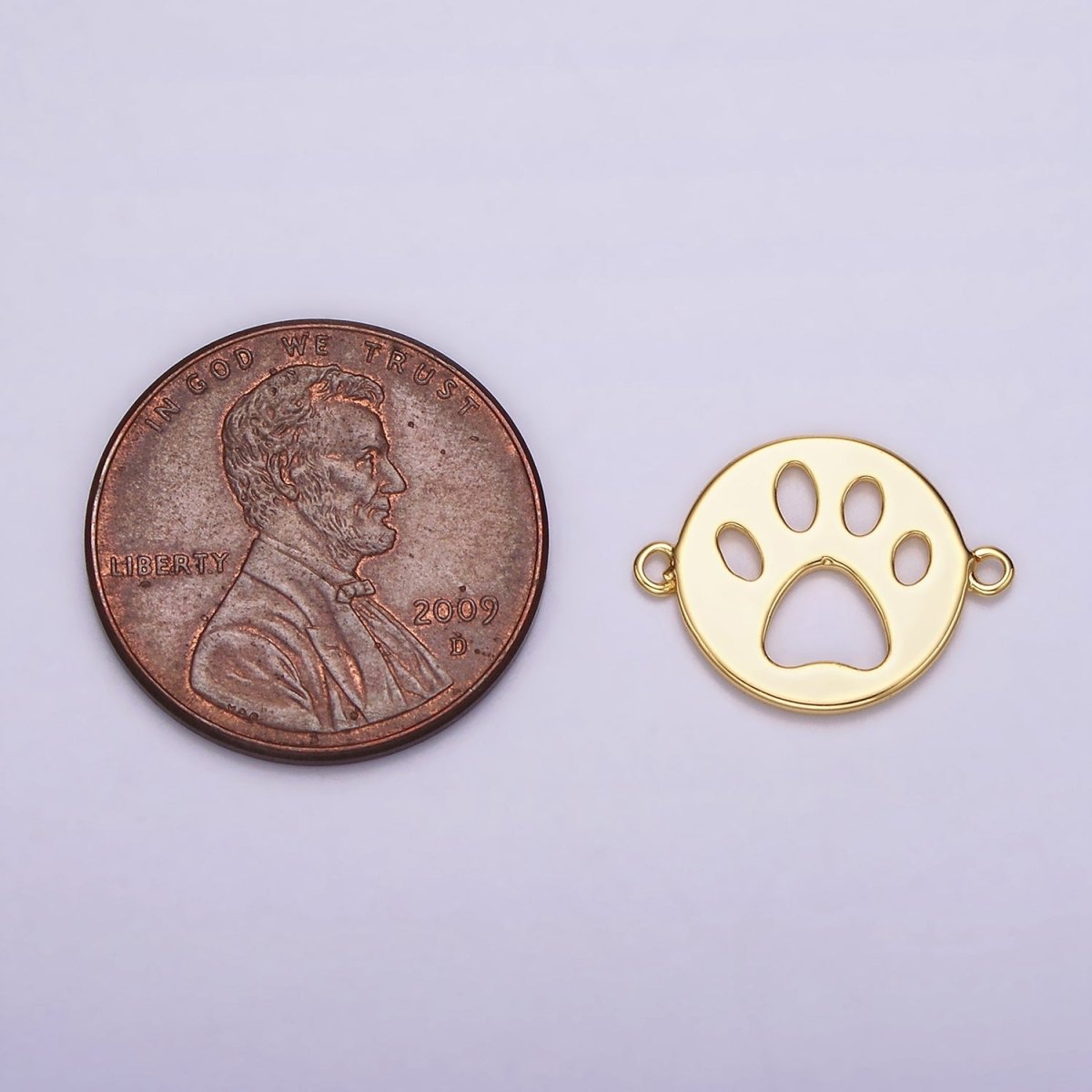 14K Gold Filled 12mm Pawprint Animal Pet Round Open Connector | G803 - DLUXCA