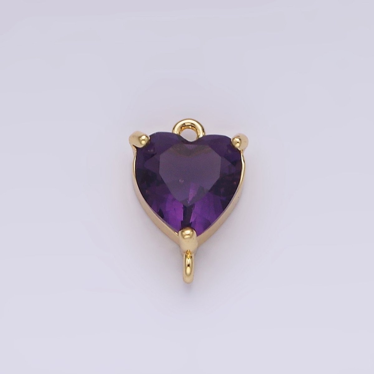 14K Gold Filled 12mm Purple CZ Heart Mini Connector | G-106 - DLUXCA