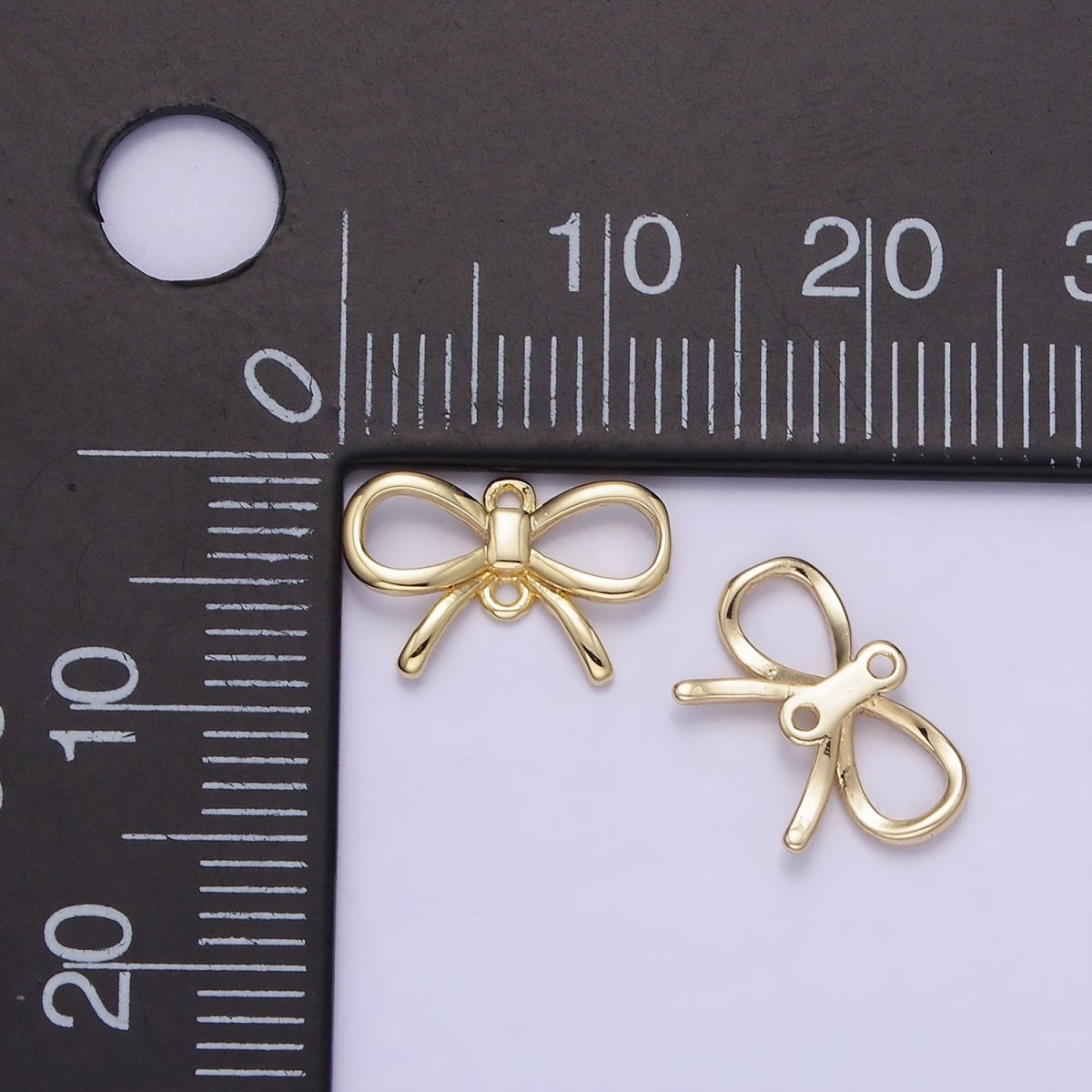 14K Gold Filled 12mm Ribbon Bow Minimalist Connector | G292 - DLUXCA