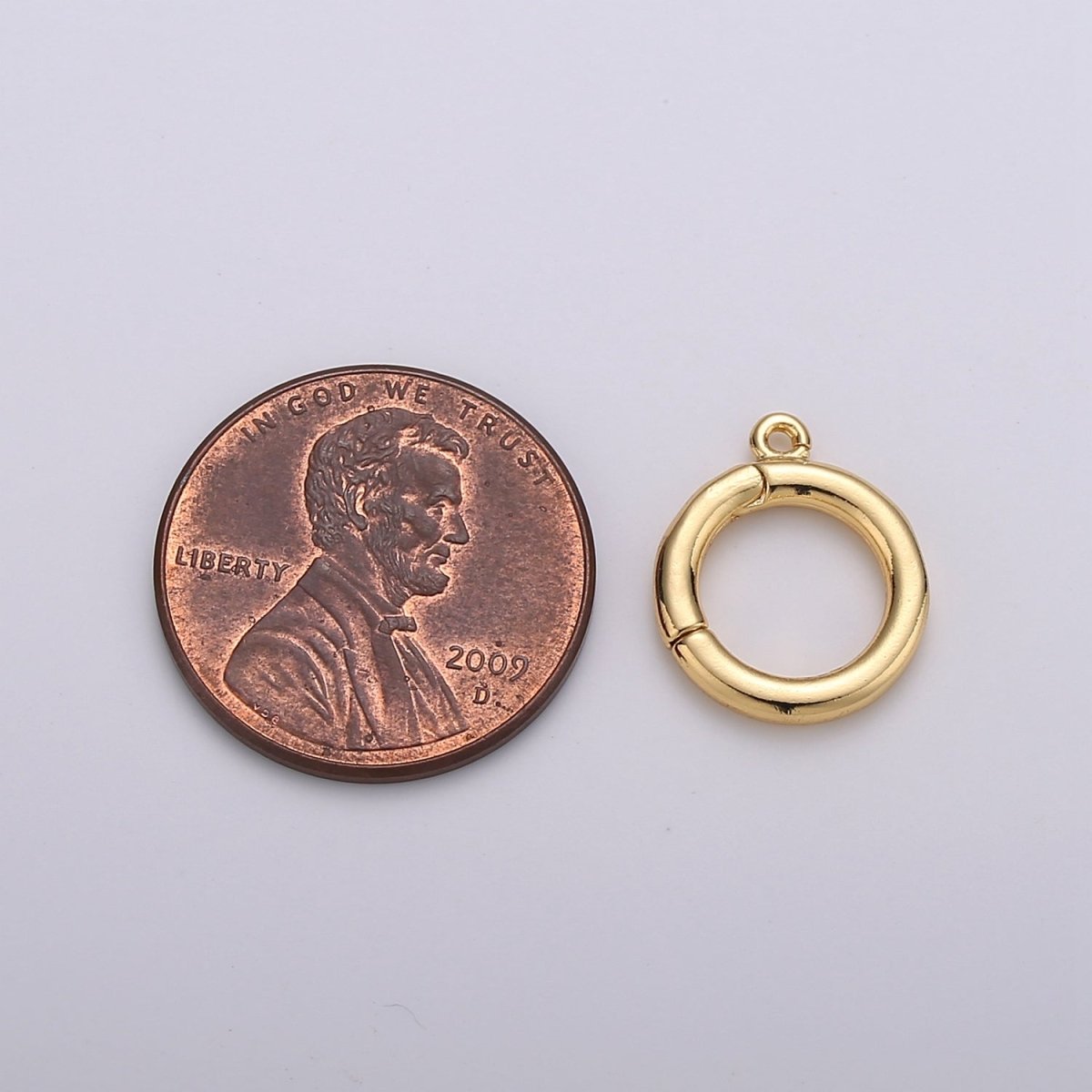 14K Gold Filled 12mm Round Pull Spring Gate Clasps Open Loop Silver Jewelry Supply in Gold & Silver | K-913 Z-399