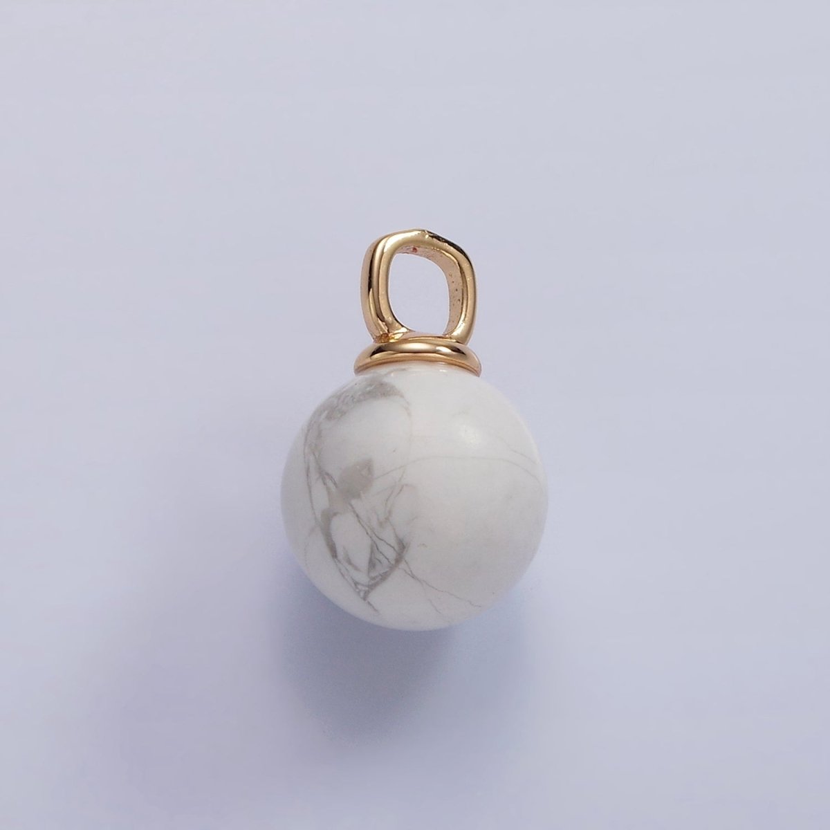14K Gold Filled 12mm Round Sphere Ball Natural Gemstone Drop Pendant | AC808 - AC813