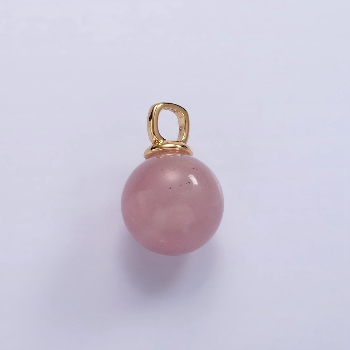 14K Gold Filled 12mm Round Sphere Ball Natural Gemstone Drop Pendant | AC808 - AC813