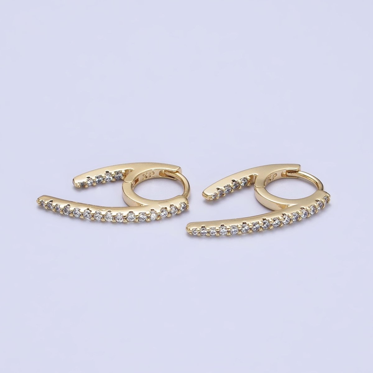 14K Gold Filled 13.5mm Geometric Claw Micro Paved CZ Huggie Earrings | AB271 - DLUXCA