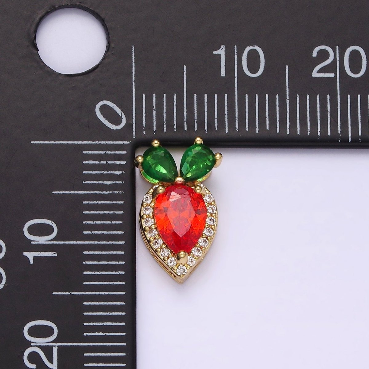 14K Gold Filled 13.5mm Orange Carrot Fruit Micro Paved CZ Pendant | N1816 - DLUXCA