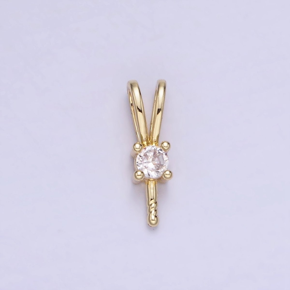 14K Gold Filled 13mm Clear CZ Drill Double Band Bail Findings Supply | Z711 - DLUXCA
