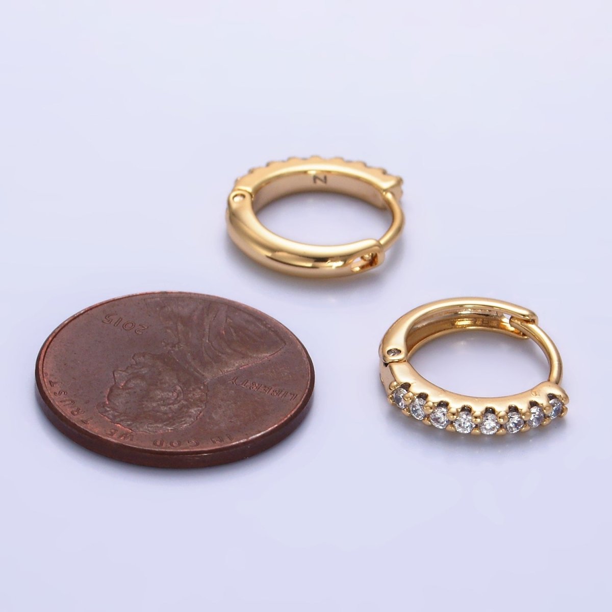 14K Gold Filled 13mm Micro Paved CZ Cartilage Huggie Earrings | V413 - DLUXCA