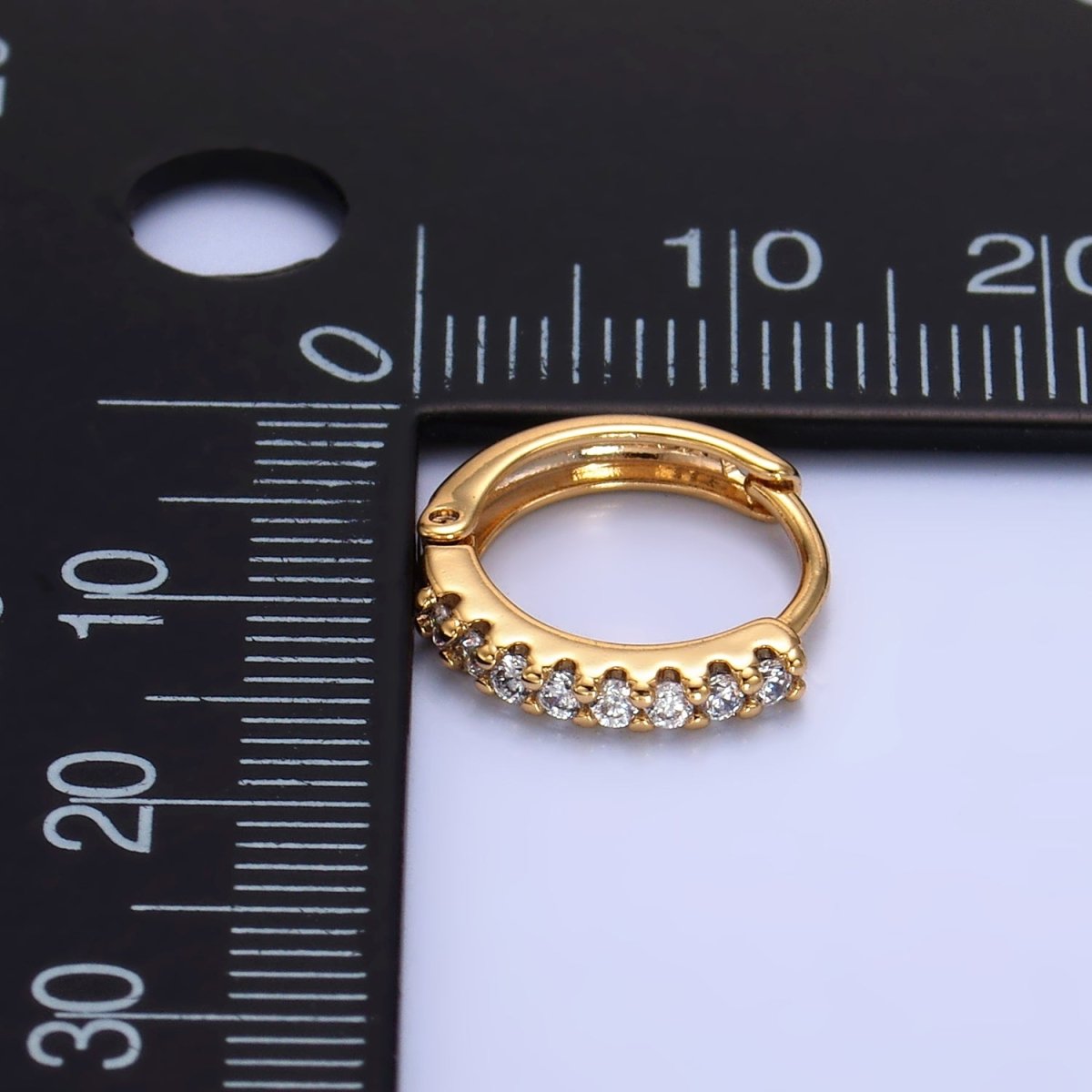 14K Gold Filled 13mm Micro Paved CZ Cartilage Huggie Earrings | V413 - DLUXCA