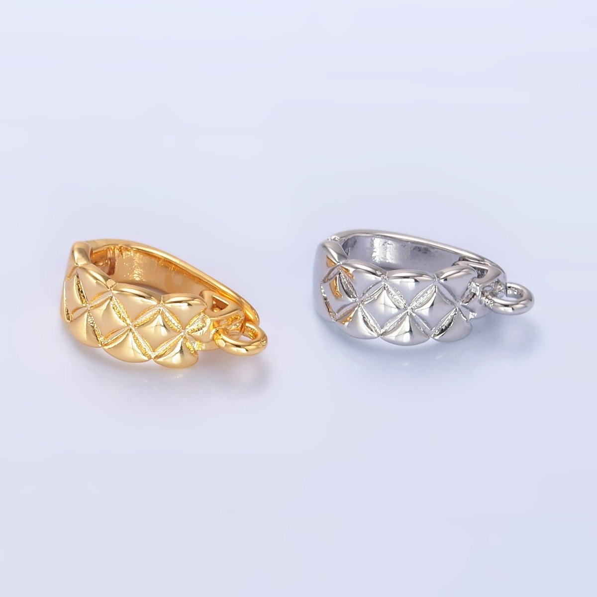 14K Gold Filled 13mm Quilted Snap Latch Bail Findings in Gold & Silver | Z701