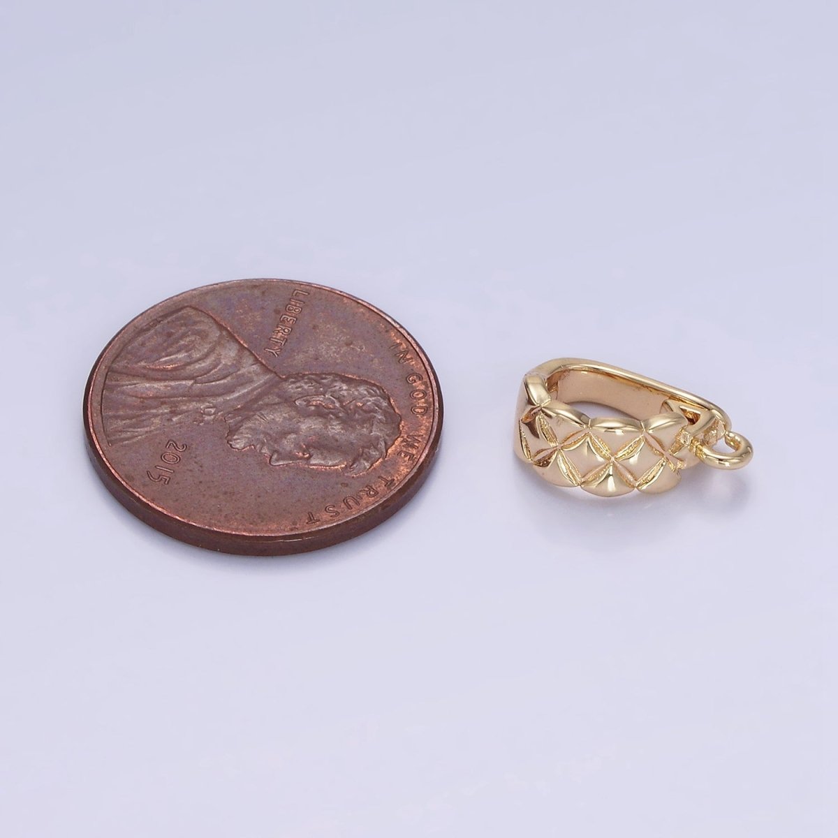 14K Gold Filled 13mm Quilted Snap Latch Bail Findings in Gold & Silver | Z701