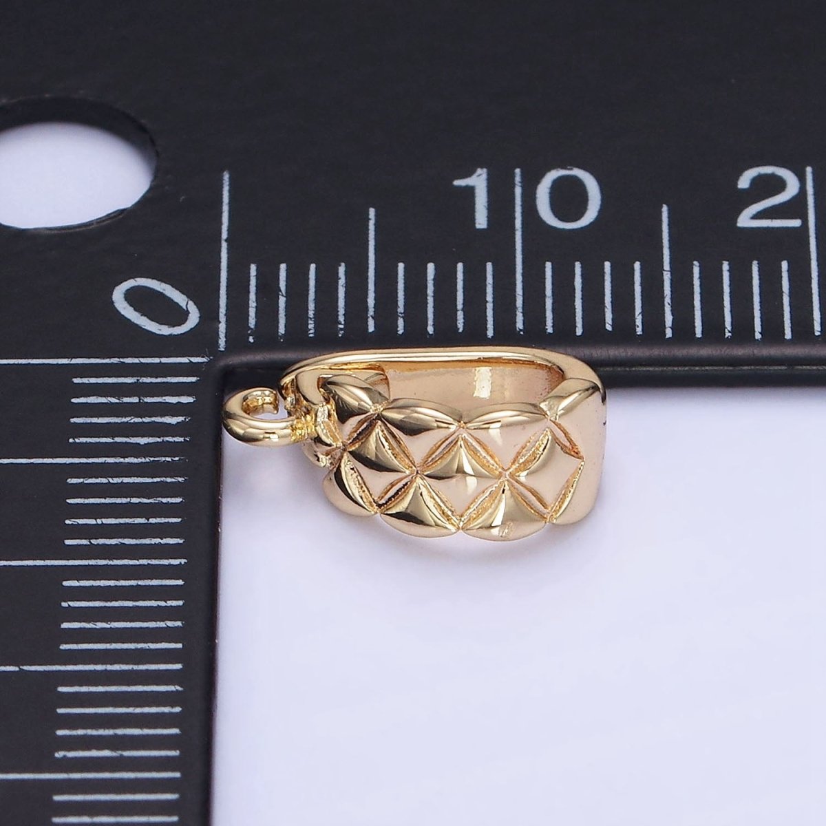 14K Gold Filled 13mm Quilted Snap Latch Bail Findings in Gold & Silver | Z701