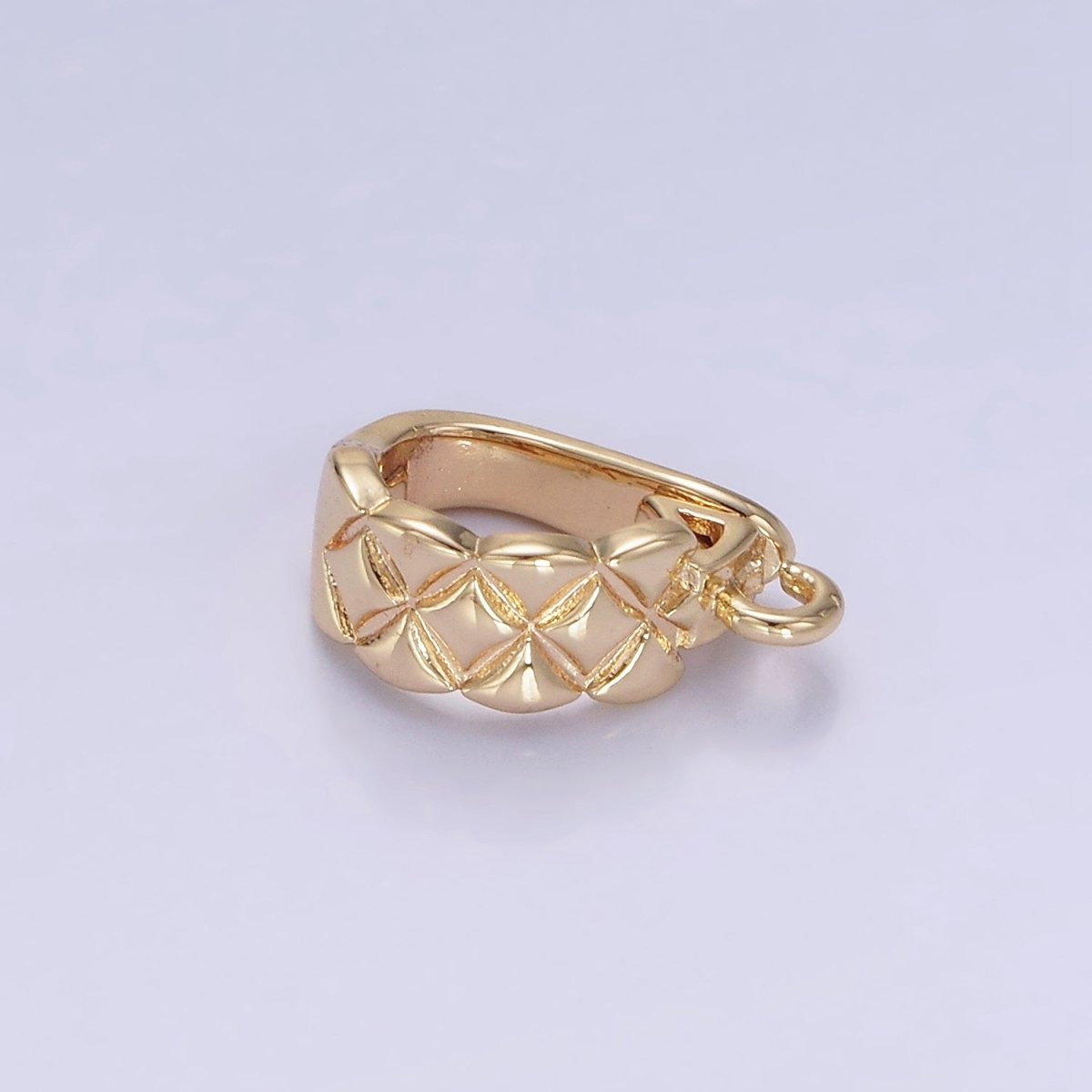 14K Gold Filled 13mm Quilted Snap Latch Bail Findings in Gold & Silver | Z701