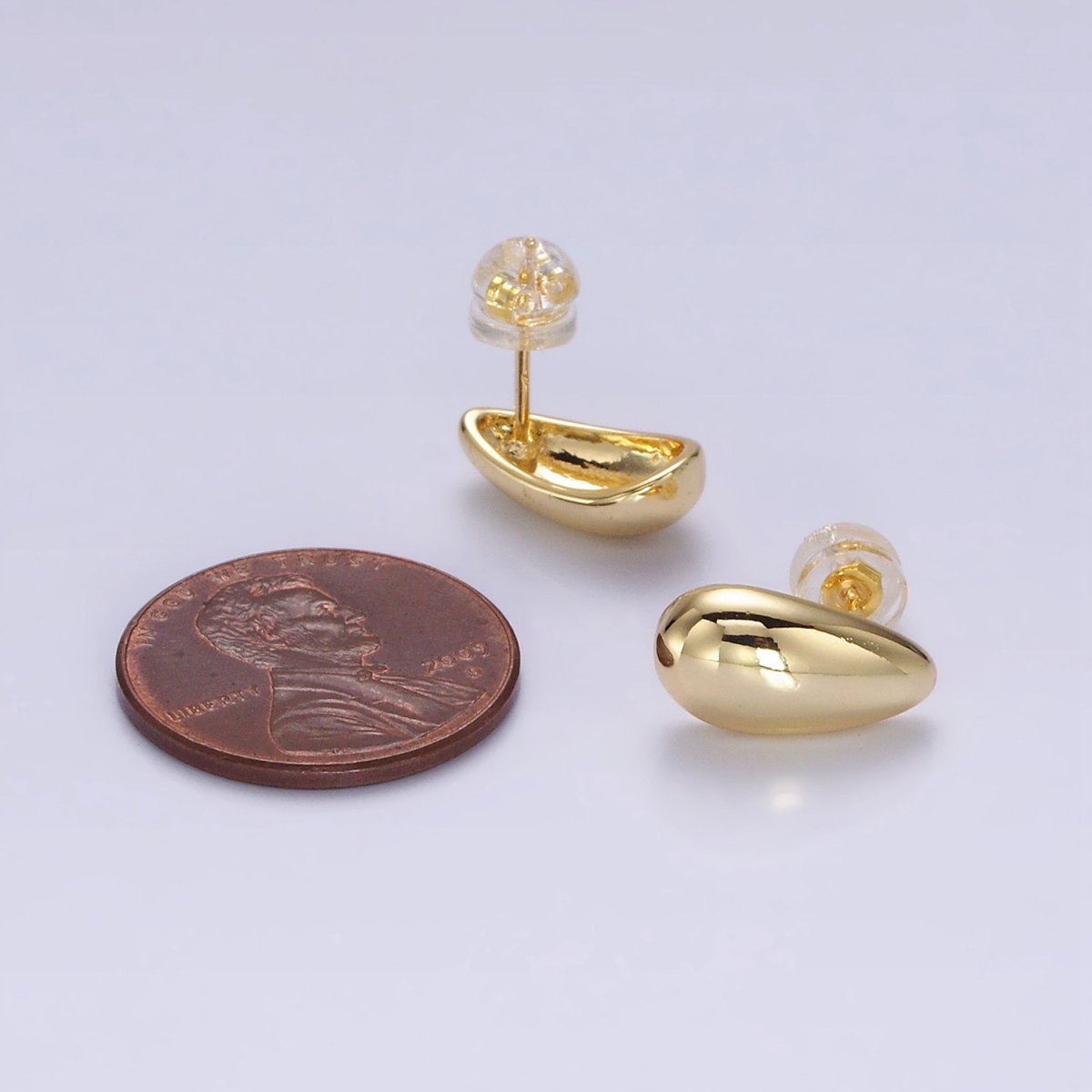14K Gold Filled 13mm Teardrop Dome Stud Earrings in Silver & Gold | AE-753 AE-754