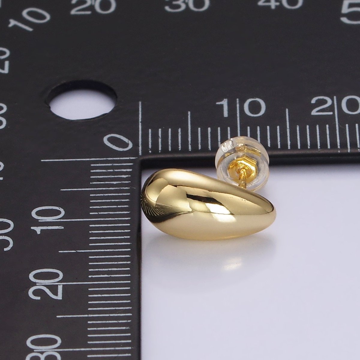 14K Gold Filled 13mm Teardrop Dome Stud Earrings in Silver & Gold | AE-753 AE-754