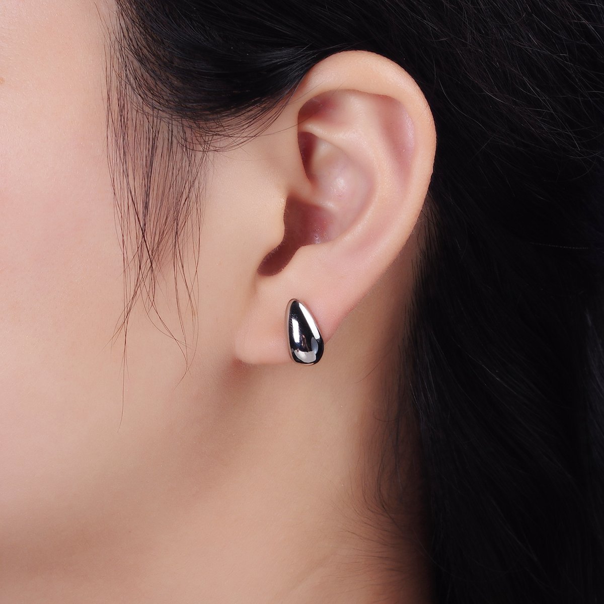 14K Gold Filled 13mm Teardrop Dome Stud Earrings in Silver & Gold | AE-753 AE-754