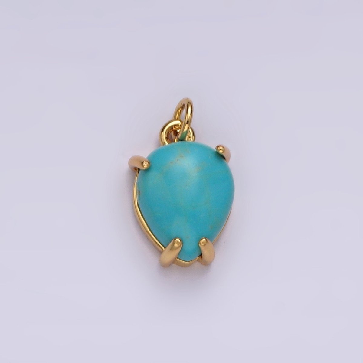 14K Gold Filled 13mm Teardrop Turquoise Gemstone Charm | AC783 - DLUXCA