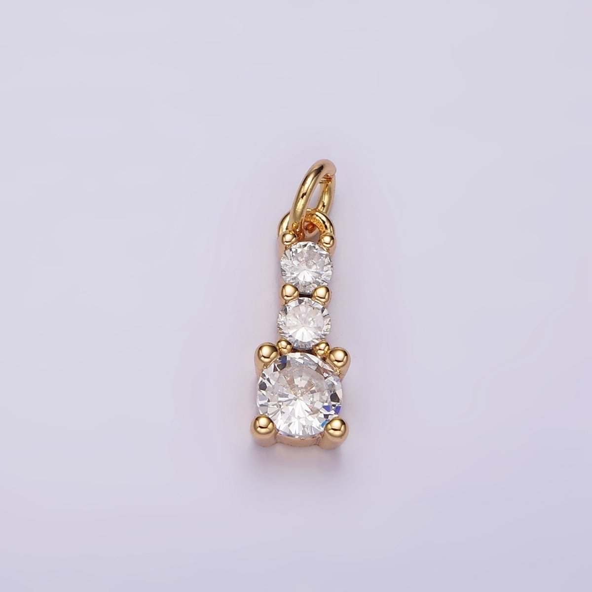 14K Gold Filled 13mm Triple Clear CZ Linear Mini Add-On Charm | AG422 - DLUXCA