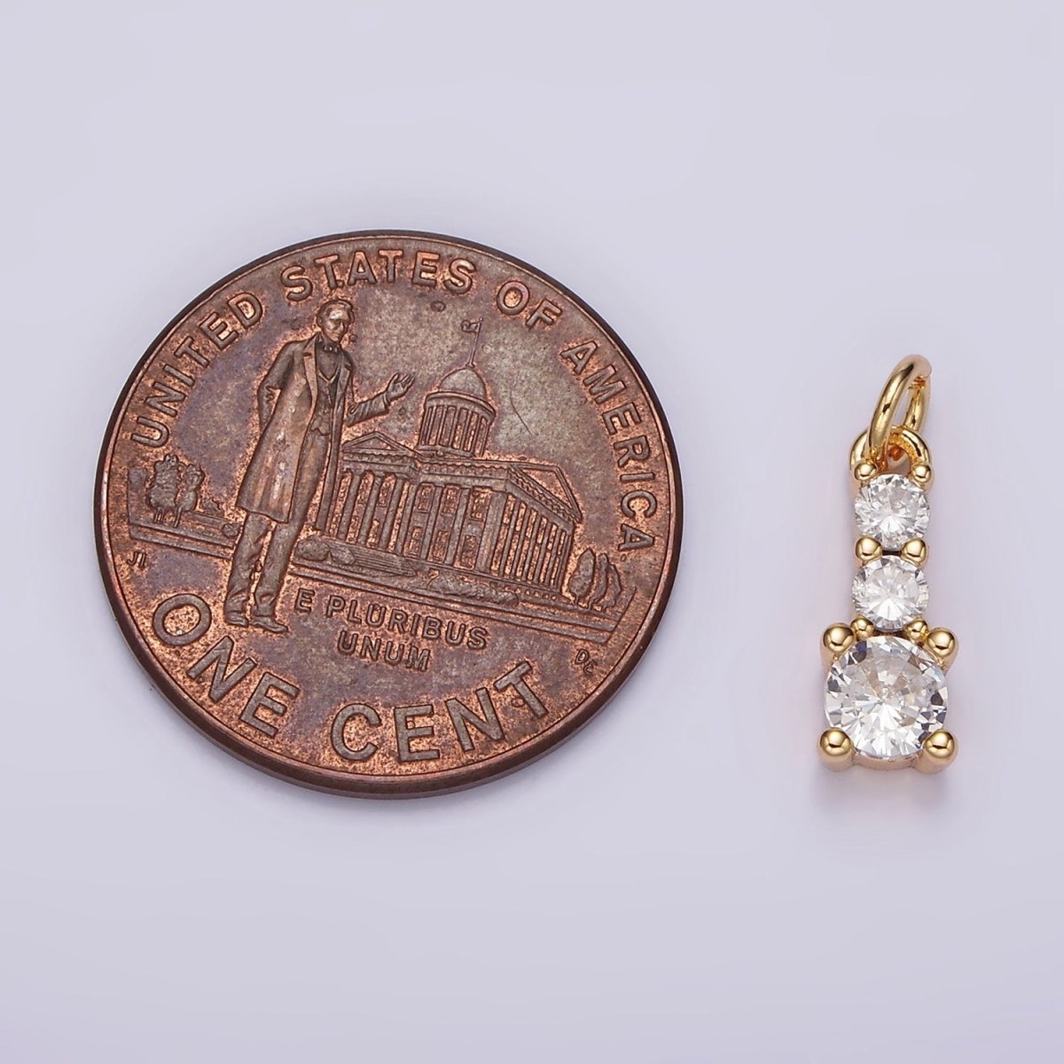 14K Gold Filled 13mm Triple Clear CZ Linear Mini Add-On Charm | AG422 - DLUXCA