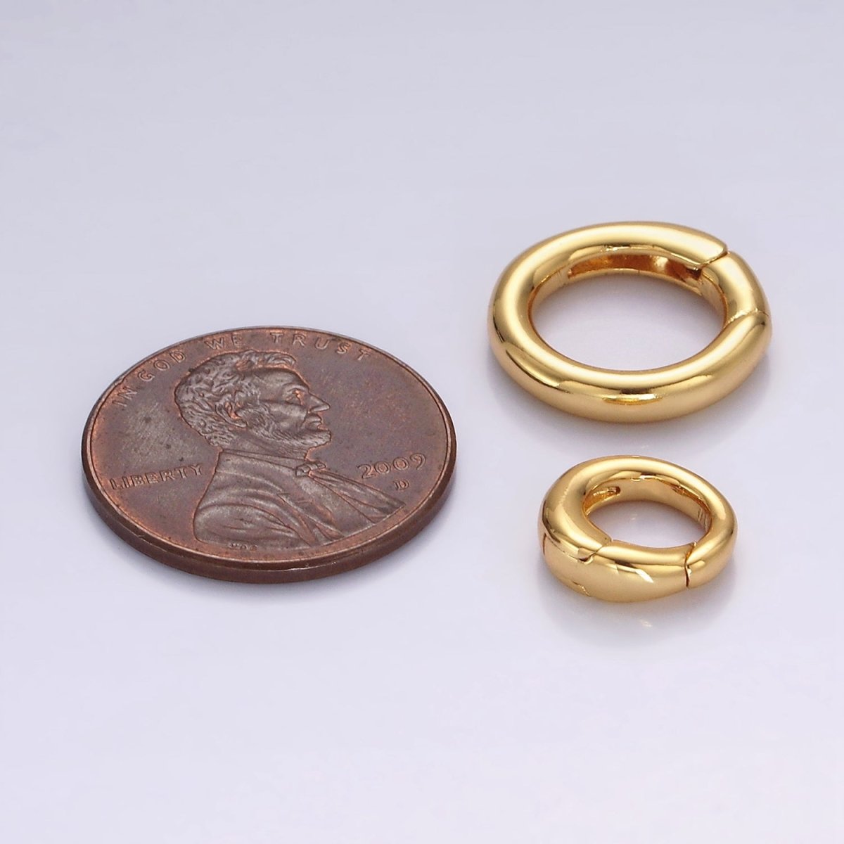 14K Gold Filled 14.5mm, 10mm Push Round Spring Gate Ring Jewelry Closure Findings Supply | Z570