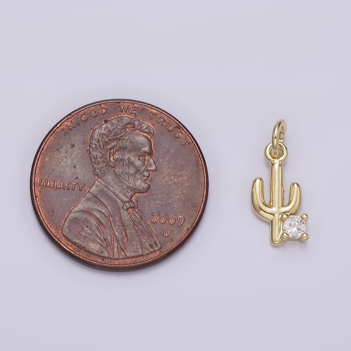14K Gold Filled 14mm Cactus Plant CZ Add-On Mini Charm | AG198 - DLUXCA