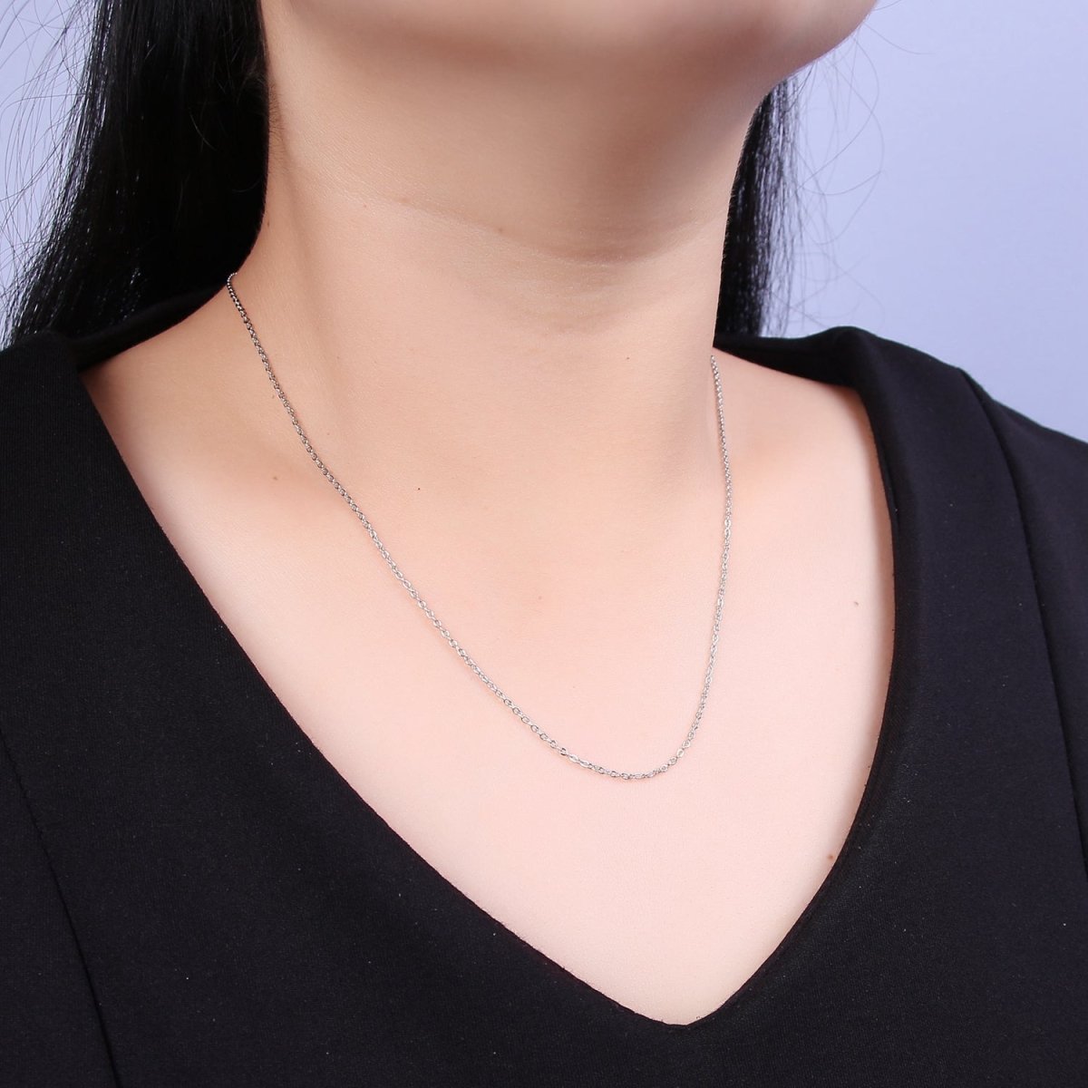 14K Gold Filled 1.4mm Dainty Cable 18 Inch Layering Chain Necklace w. Extender | WA-734 Clearance Pricing - DLUXCA