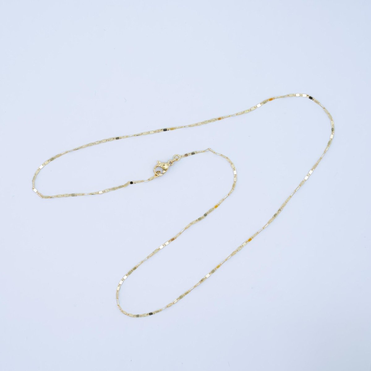 14K Gold Filled 1.4mm Flat Mariner Chain Link Layering Chain Necklace | WA - 2754 - DLUXCA