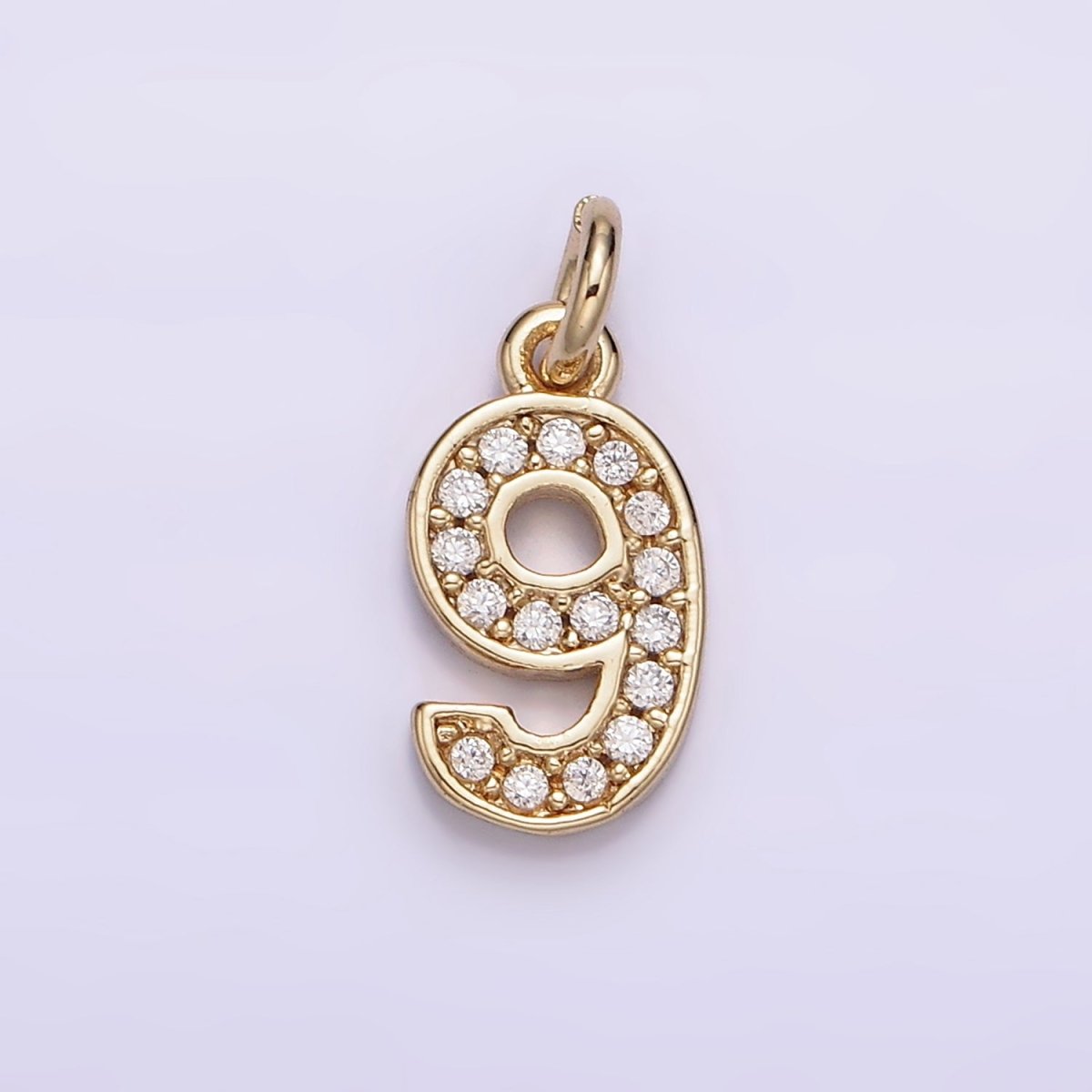 14K Gold Filled 14mm Number 0-9 Clear Micro Paved CZ Charm | N1025 - N1034