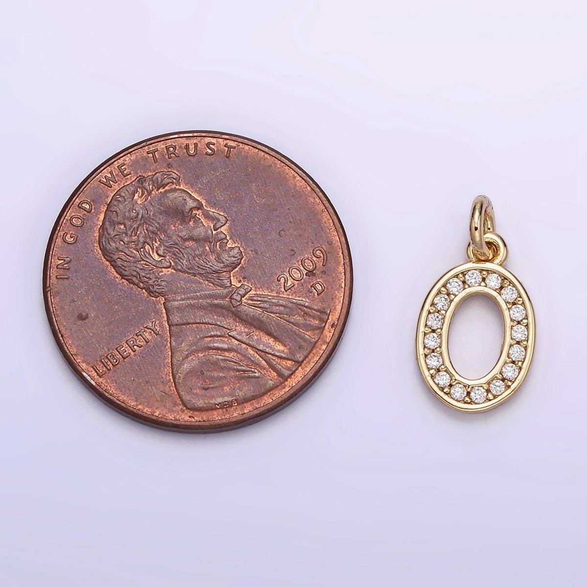 14K Gold Filled 14mm Number 0-9 Clear Micro Paved CZ Charm | N1025 - N1034