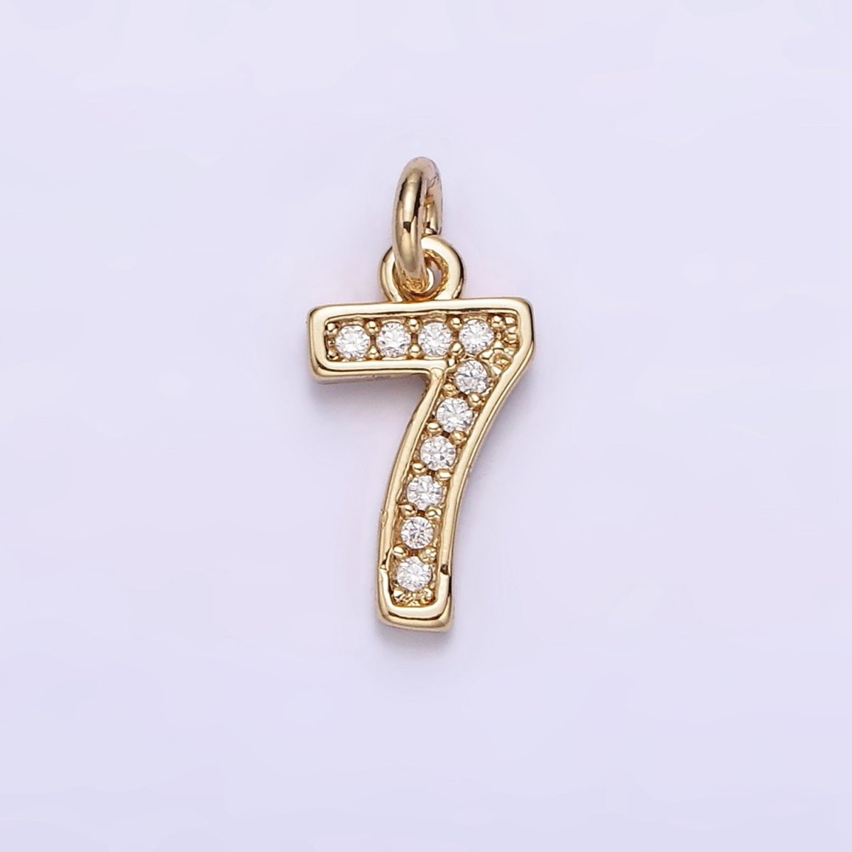 14K Gold Filled 14mm Number 0-9 Clear Micro Paved CZ Charm | N1025 - N1034
