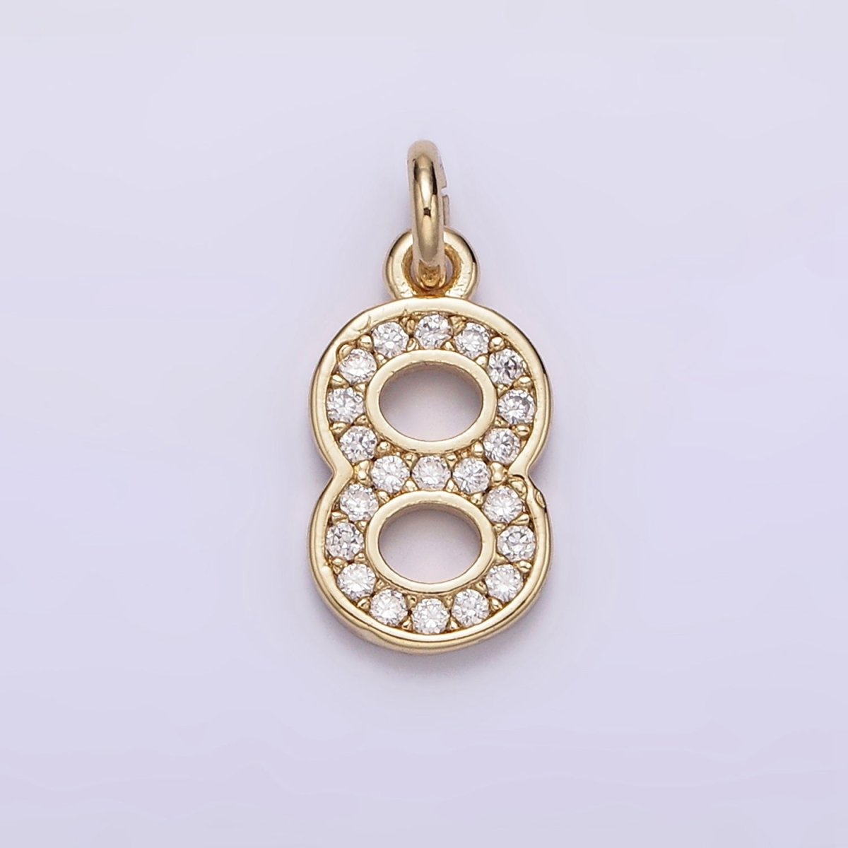 14K Gold Filled 14mm Number 0-9 Clear Micro Paved CZ Charm | N1025 - N1034