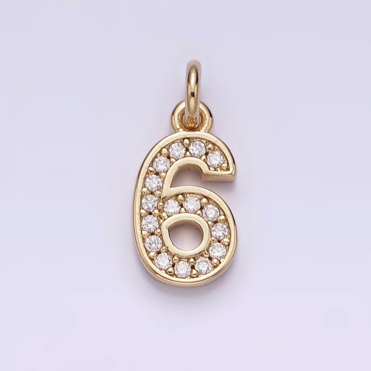 14K Gold Filled 14mm Number 0-9 Clear Micro Paved CZ Charm | N1025 - N1034