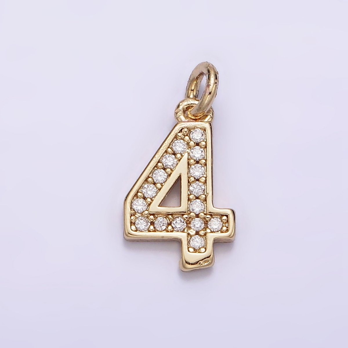 14K Gold Filled 14mm Number 0-9 Clear Micro Paved CZ Charm | N1025 - N1034