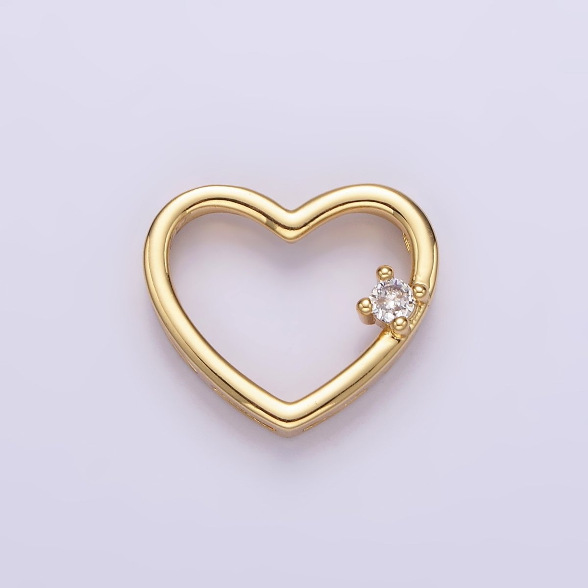 14K Gold Filled 14mm Open Heart Clear CZ Slider Pendant in Gold & Silver | AA739 AA740