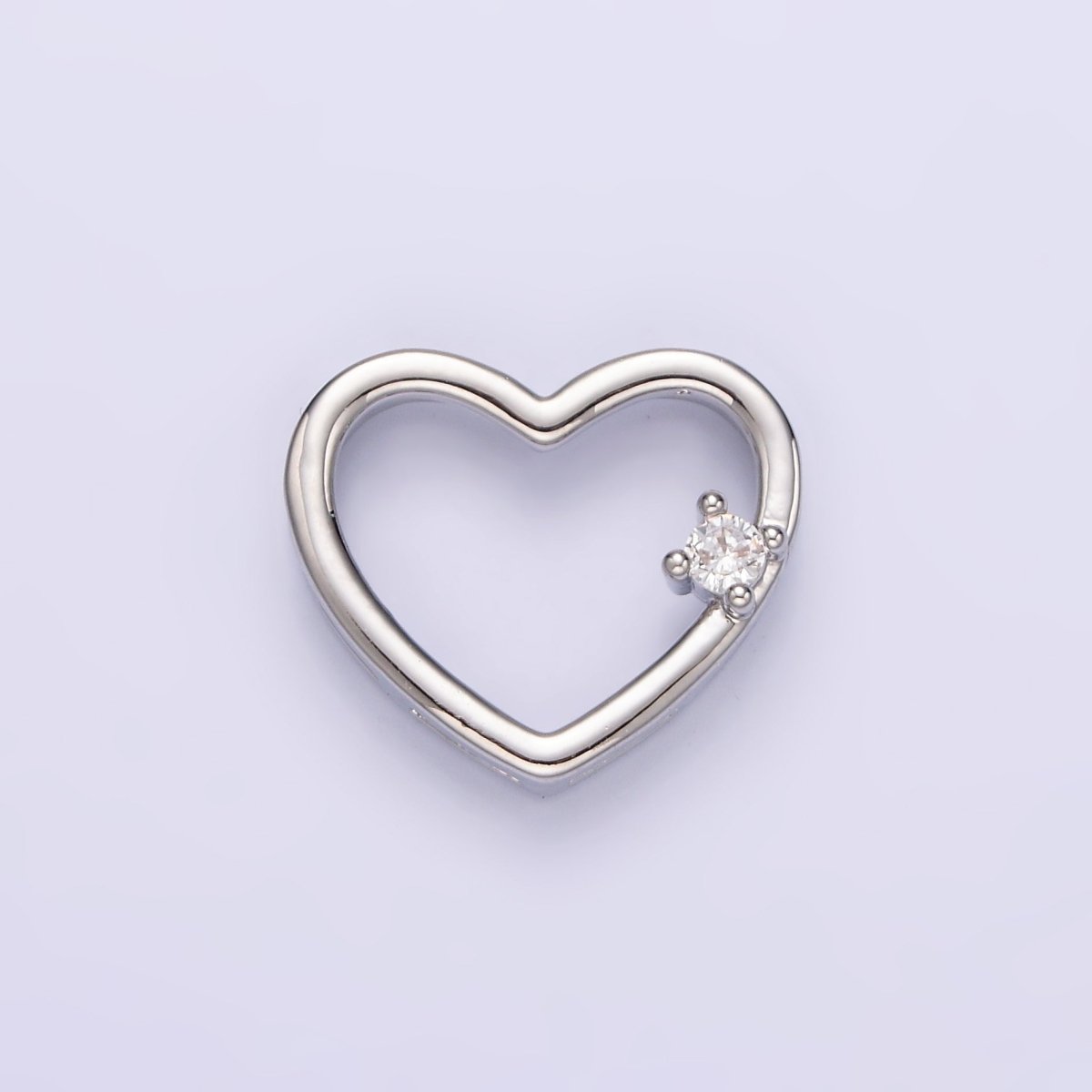14K Gold Filled 14mm Open Heart Clear CZ Slider Pendant in Gold & Silver | AA739 AA740