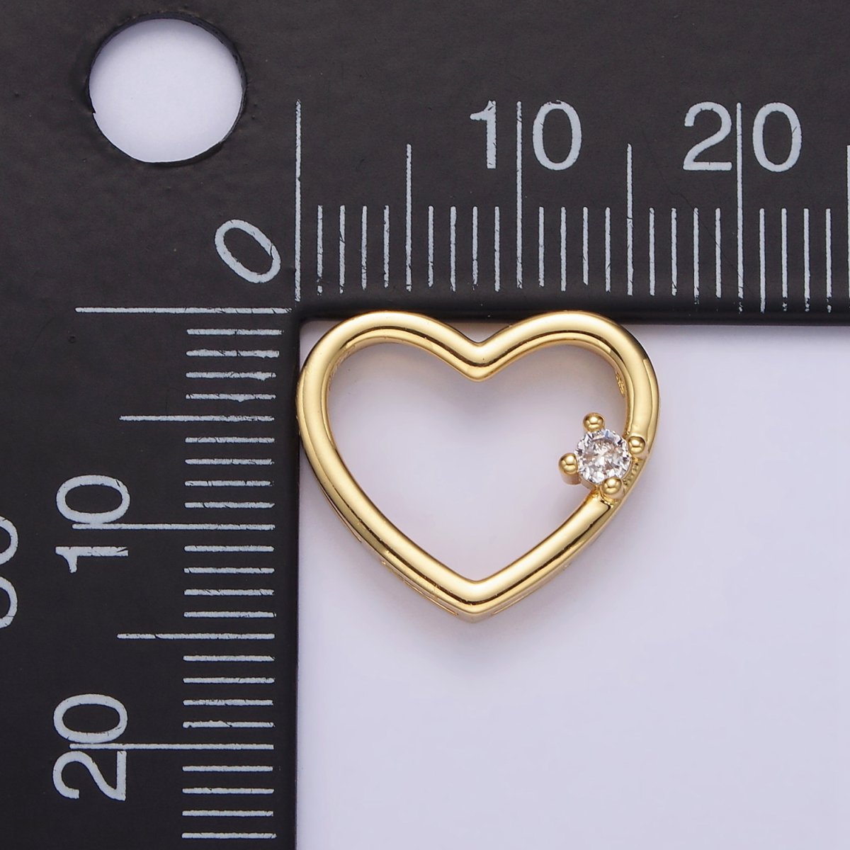 14K Gold Filled 14mm Open Heart Clear CZ Slider Pendant in Gold & Silver | AA739 AA740