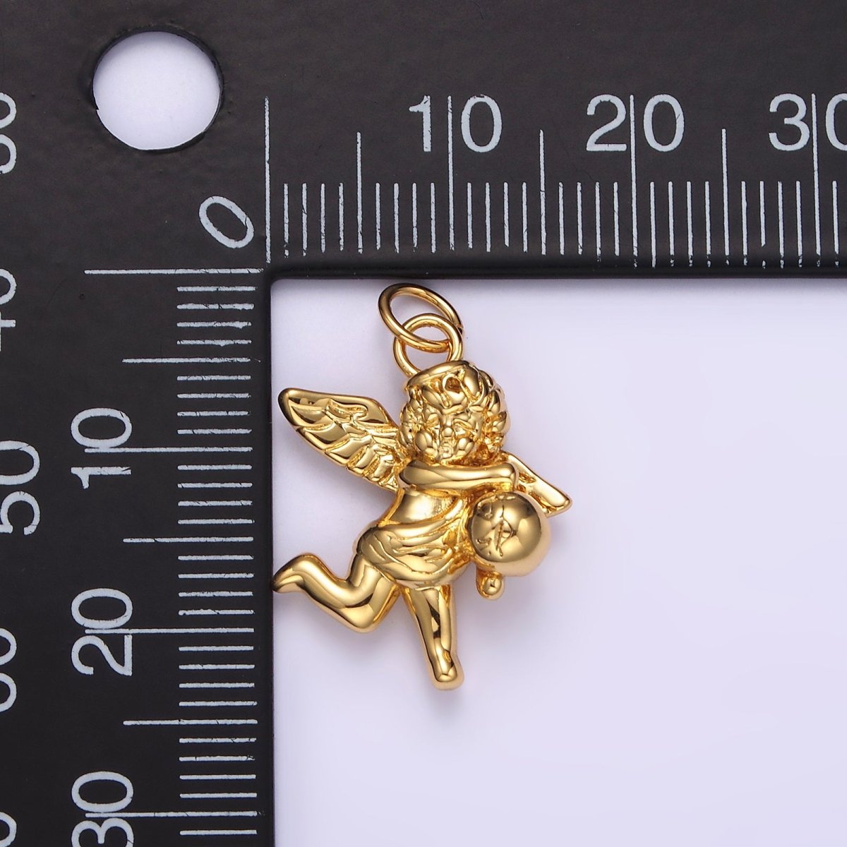 14K Gold Filled 15.5mm Jumping Cherub Baby Angel Puffed Charm in Silver & Gold | N1513 N1514