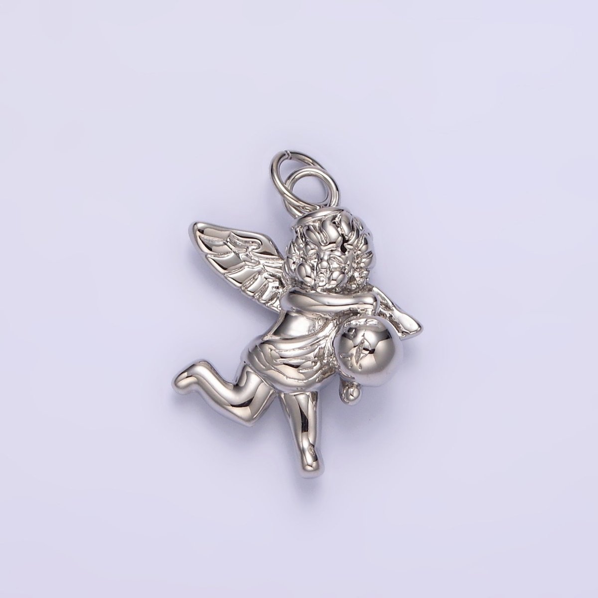14K Gold Filled 15.5mm Jumping Cherub Baby Angel Puffed Charm in Silver & Gold | N1513 N1514
