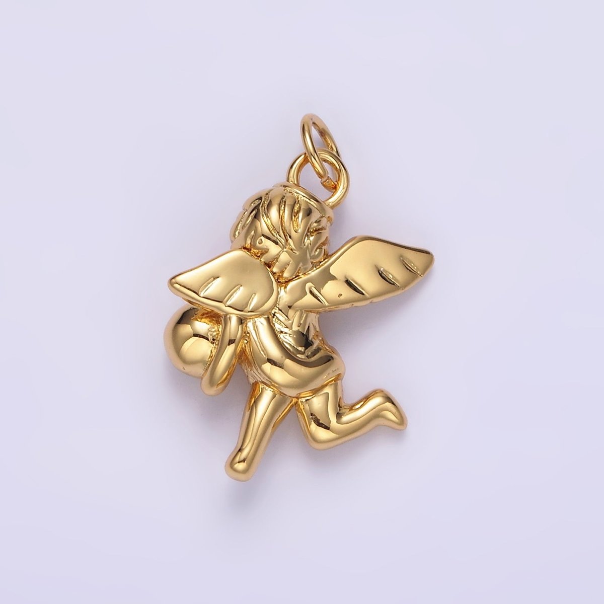 14K Gold Filled 15.5mm Jumping Cherub Baby Angel Puffed Charm in Silver & Gold | N1513 N1514