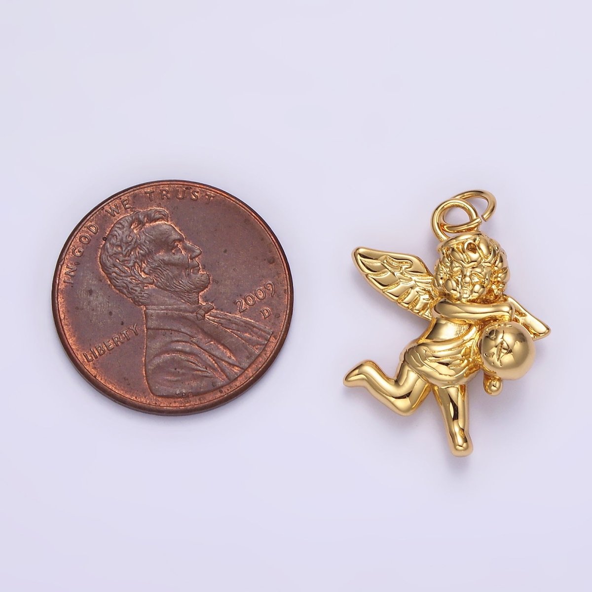 14K Gold Filled 15.5mm Jumping Cherub Baby Angel Puffed Charm in Silver & Gold | N1513 N1514