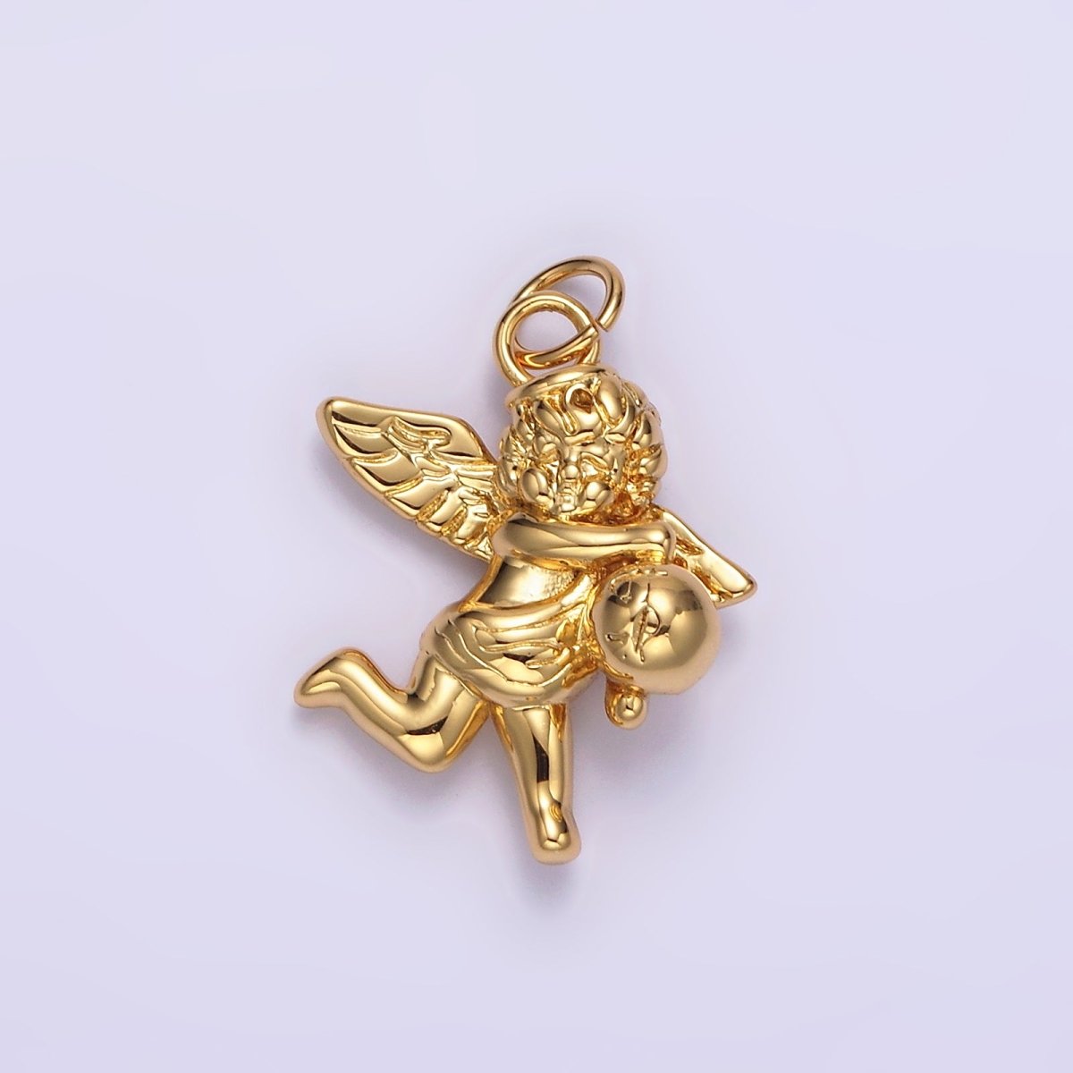 14K Gold Filled 15.5mm Jumping Cherub Baby Angel Puffed Charm in Silver & Gold | N1513 N1514