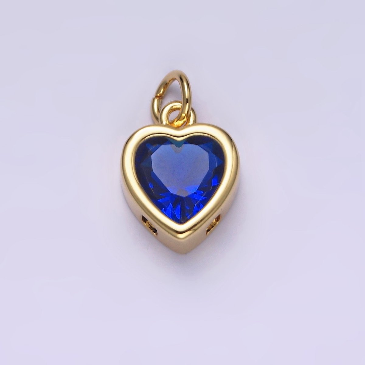 14K Gold Filled 15.5mm Personalized Birthstone Heart Cubic Zirconia CZ Bezel Charm in Silver & Gold | N1551 - N1574