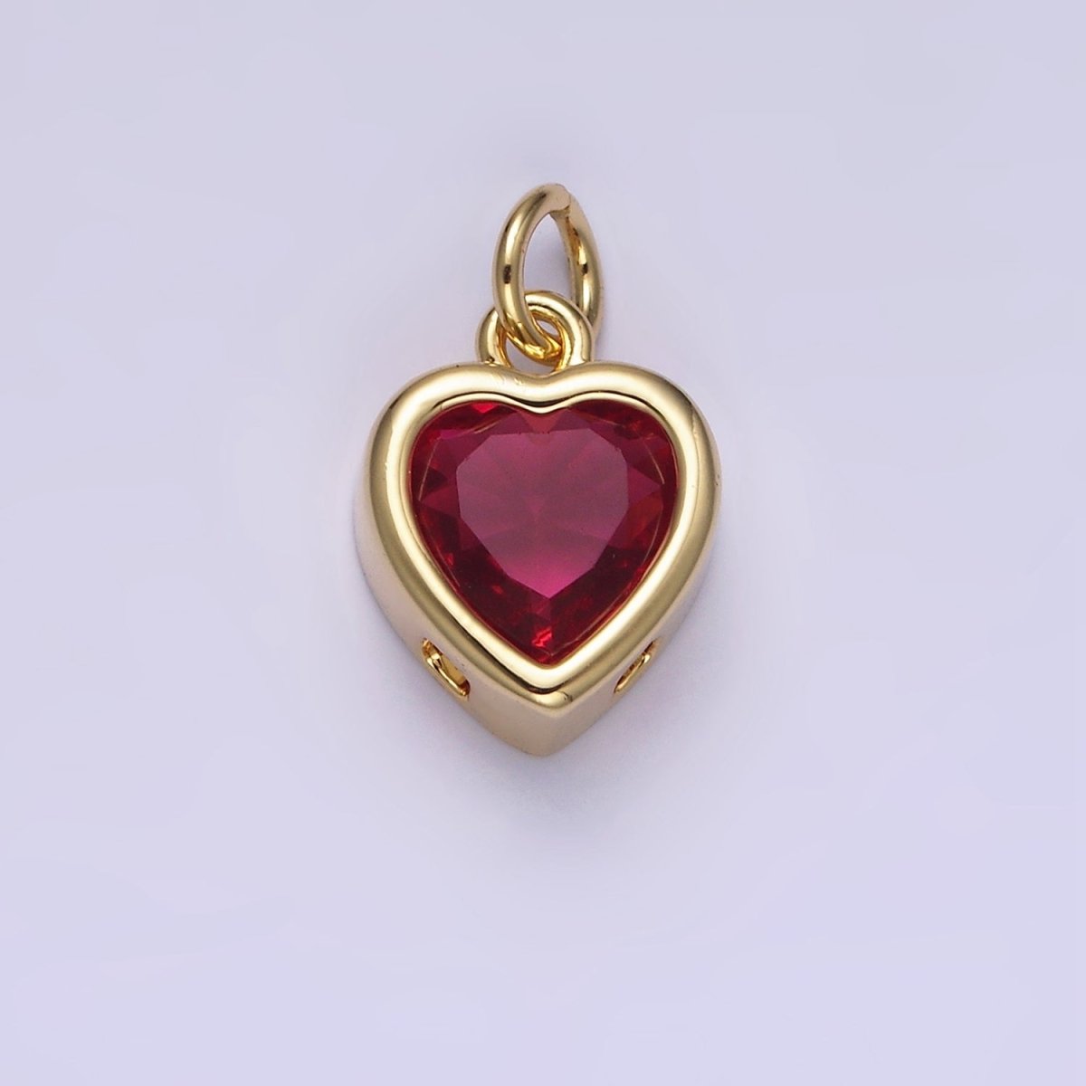 14K Gold Filled 15.5mm Personalized Birthstone Heart Cubic Zirconia CZ Bezel Charm in Silver & Gold | N1551 - N1574