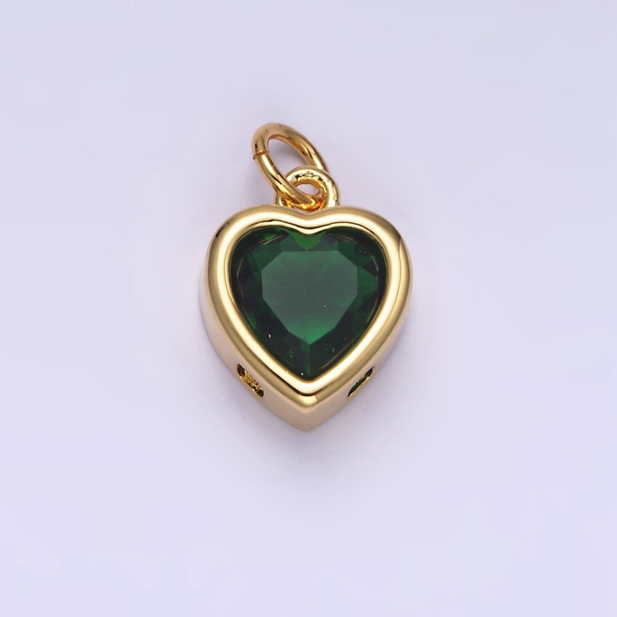 14K Gold Filled 15.5mm Personalized Birthstone Heart Cubic Zirconia CZ Bezel Charm in Silver & Gold | N1551 - N1574