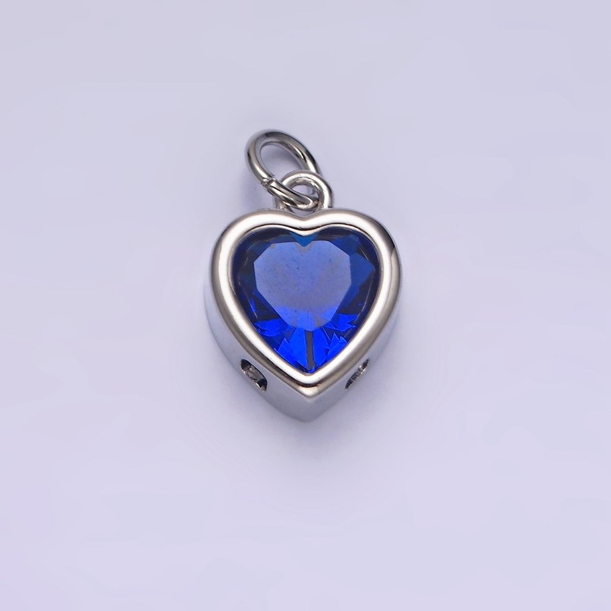 14K Gold Filled 15.5mm Personalized Birthstone Heart Cubic Zirconia CZ Bezel Charm in Silver & Gold | N1551 - N1574