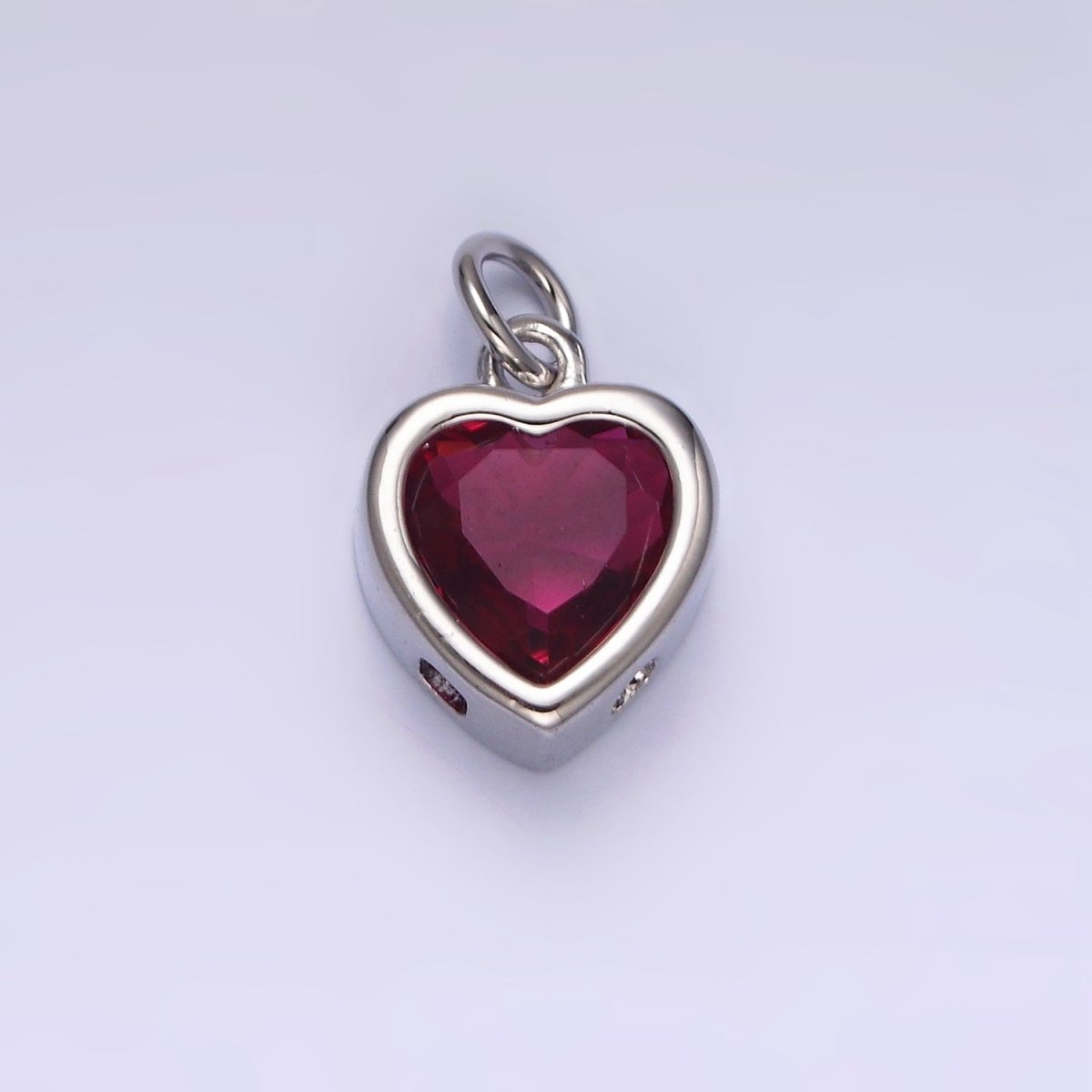 14K Gold Filled 15.5mm Personalized Birthstone Heart Cubic Zirconia CZ Bezel Charm in Silver & Gold | N1551 - N1574